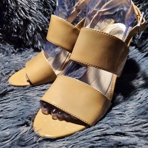 Sam Edelman Circus Olivia  Sz 8 Beige Tan Slingback High Heel Sandals